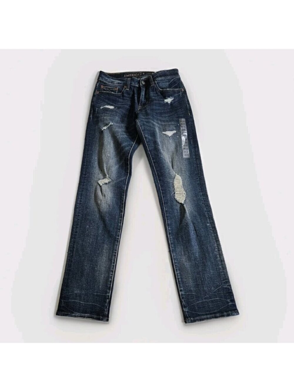 American Eagle Jeans Men 28x32 (30) Blue Distressed Extreme Flex 4 Slim Straight